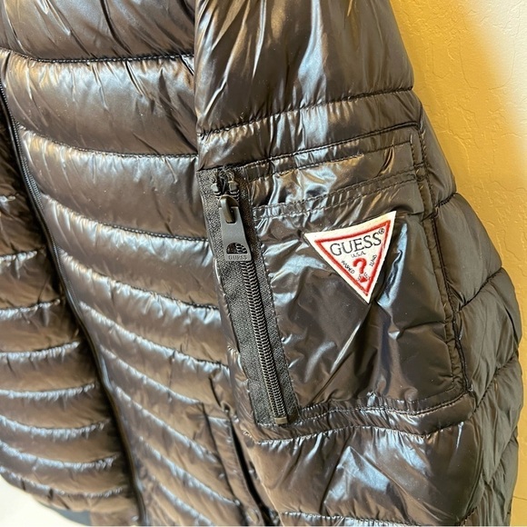 GUESS Men’s puffer bomber jacket in black, lightweight, size XL, NWOT - Picture 12 of 16